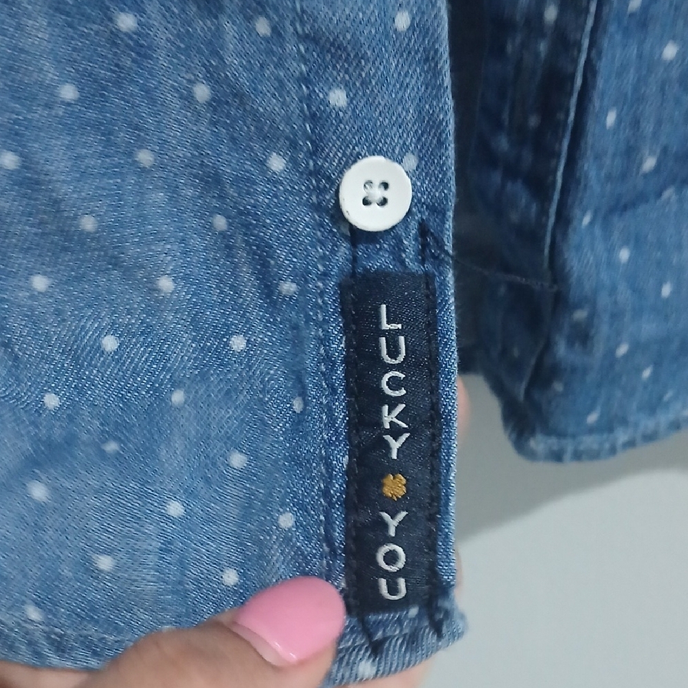 Lucky Brand Women's Blue Patterned Button Down Shirt Sz Small Pre-owned - Picture 3 of 10